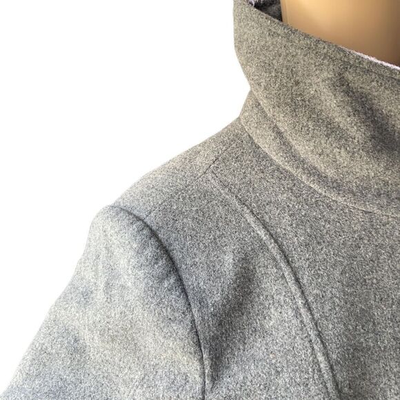 Ashley Stewart Gray Belted High Collar Button-Up Trench coat Size 1X - Picture 5 of 15